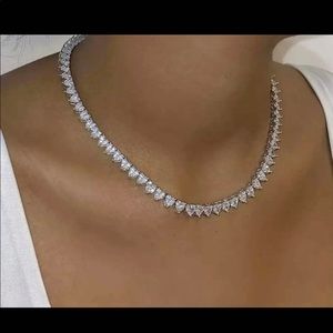 Tennis Heart Necklace, Heart Tennis Choker